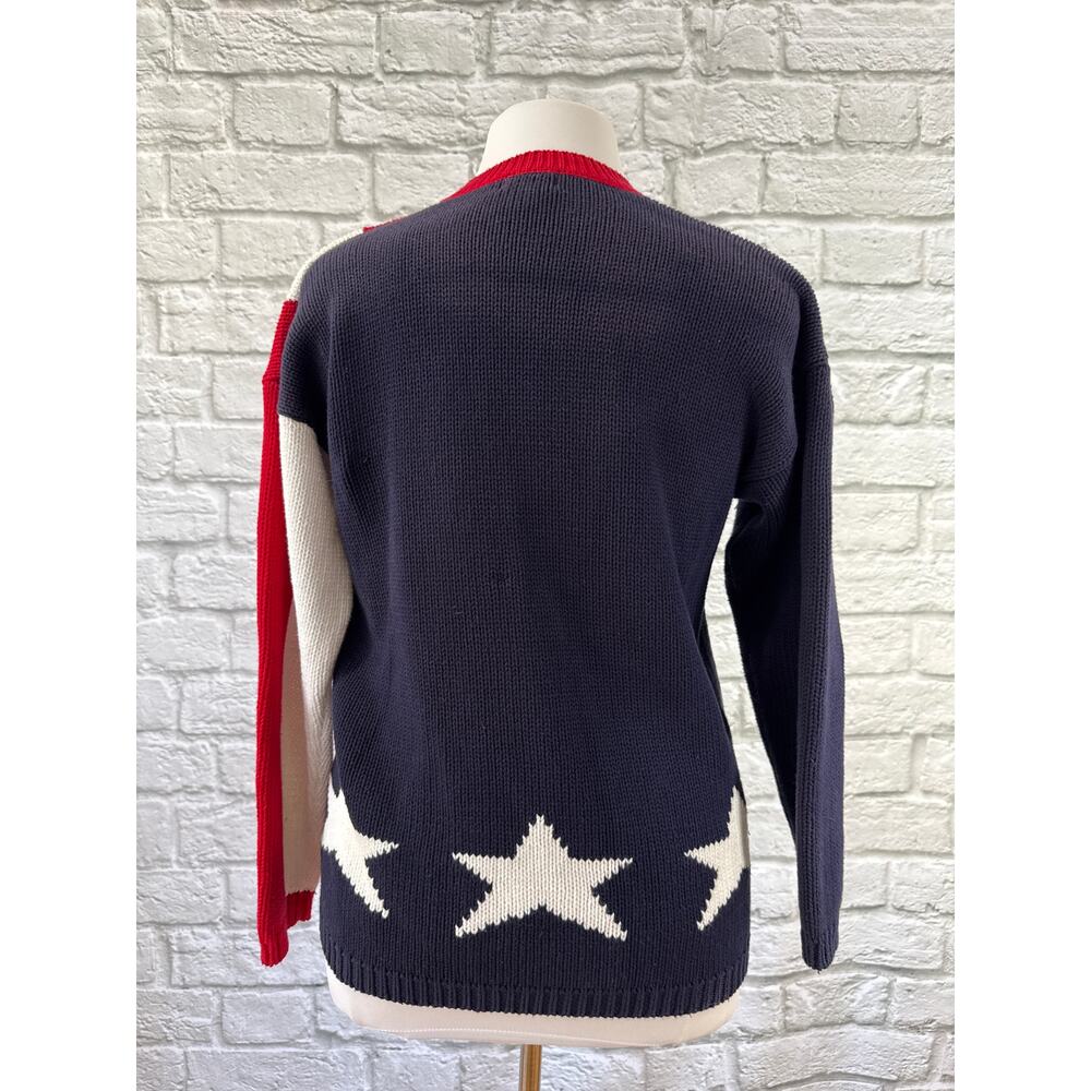 VINTAGE Casual Corner American Flag Red, White, Blue Knit Cardigan Sweater - Picture 4 of 5